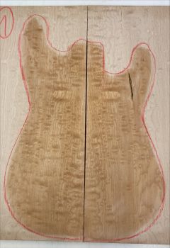 Top Muschelahorn / Quilted Maple, 2-tlg. 11 mm Einzelstück #002